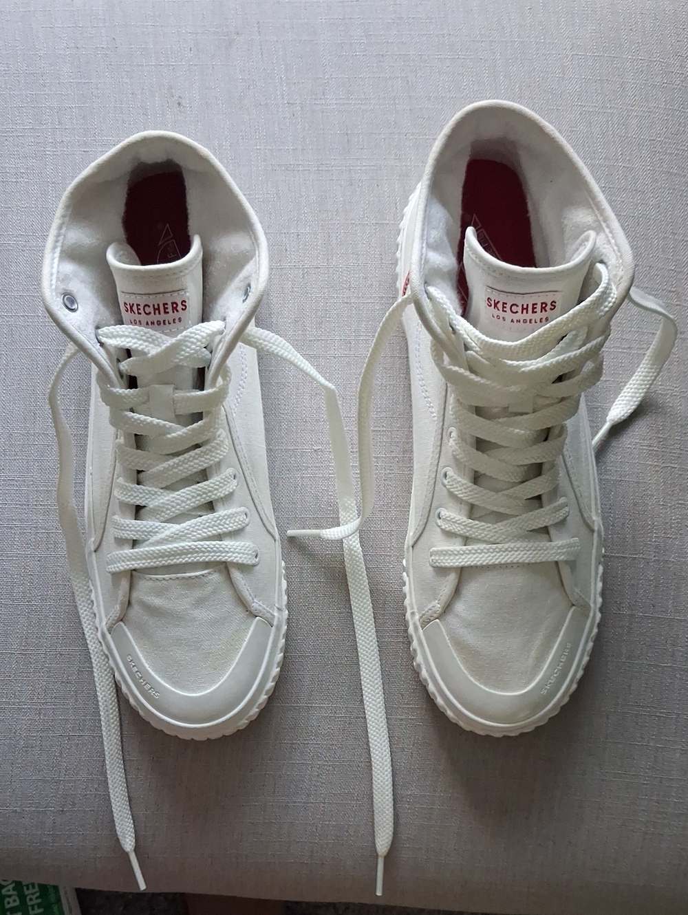 Skechers Kids White High-Top Sneakers with Red Accent